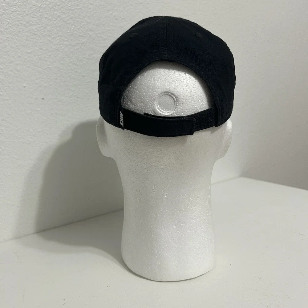 Nike Swoosh Black w/ White Logo Childs Hook and Loop Adjustable Baseball Hat Cap